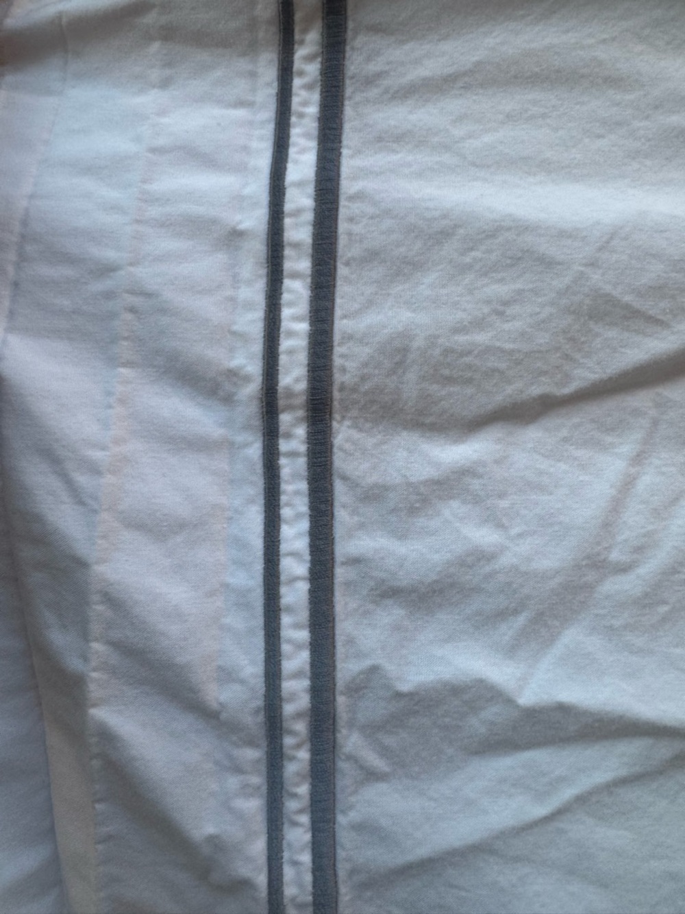 Frette Home White with Gray Strips Stitching 2 - sets mat cov & flat sheet